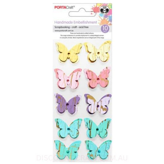 Handmade Embellishments - Crackled Butterflies 10pk