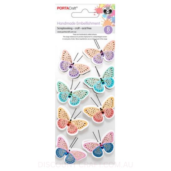 Handmade Jewel Embellishments - Vivid Butterflies 8pk
