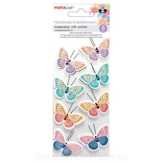 Handmade Jewel Embellishments - Vivid Butterflies 8pk