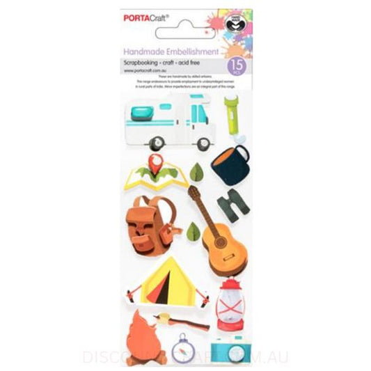 Handmade Resin Embellishments - Camping Adventure 15pk