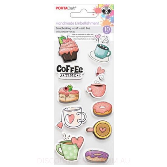 Handmade Glitter Embellishments - Coffee Love 10pk