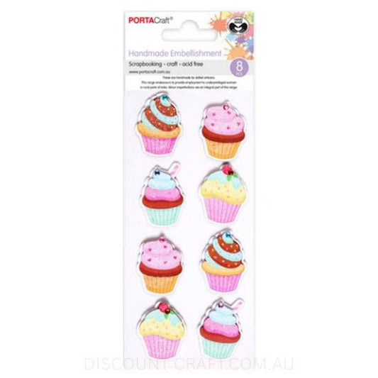 Handmade Glitter Embellishments - Cupcakes 8pk