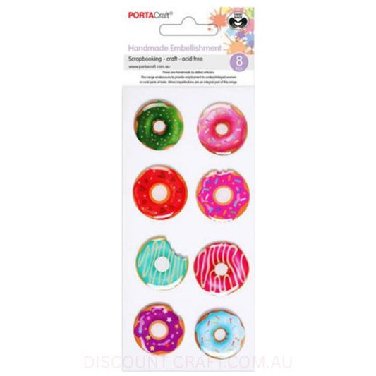 Handmade Resin Embellishments - Donuts 8pk