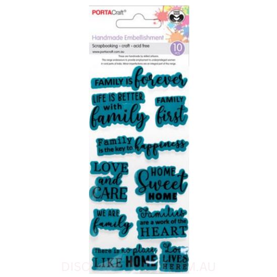Handmade Embellishments - Family First 10pk