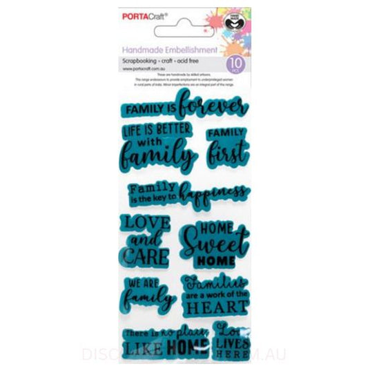 Handmade Embellishments - Family First 10pk