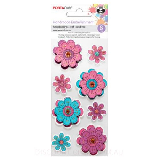 Handmade Jewel Embellishments - Flowers 8pk