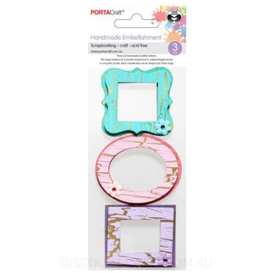Handmade Embellishments - Crackled Frames 3pk