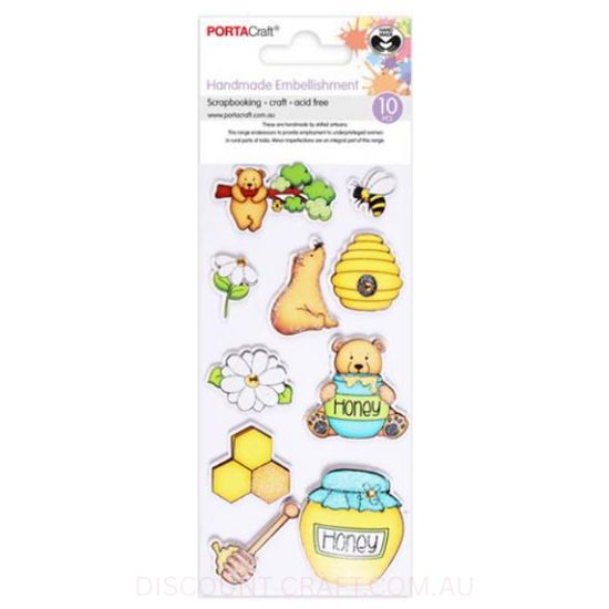 Handmade Glitter Embellishments - Honey Bear 10pk