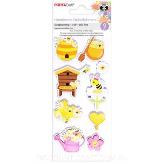 Handmade Glitter Embellishments - Honey Maker 9pk