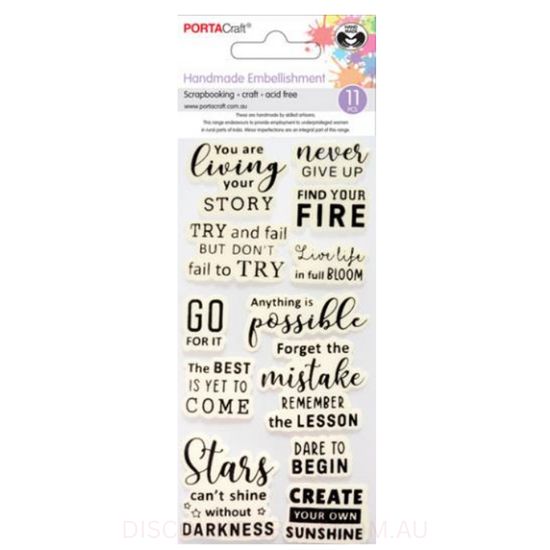 Handmade Embellishments - Inspirational Quotes 11pk