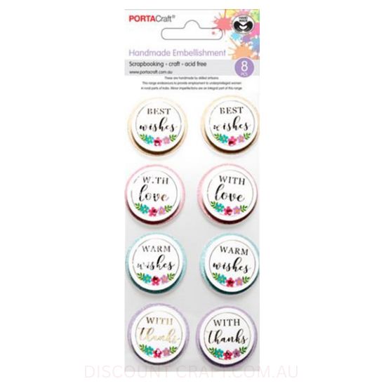 Handmade Jewel Embellishments - Best Wishes 8pk