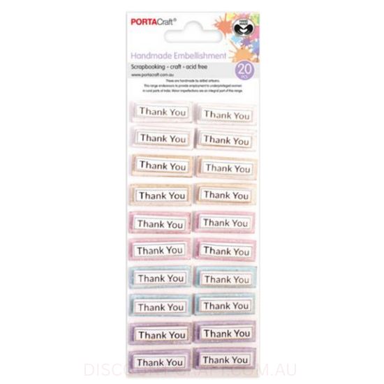 Handmade Glitter Embellishments - Thank You Labels 20pk