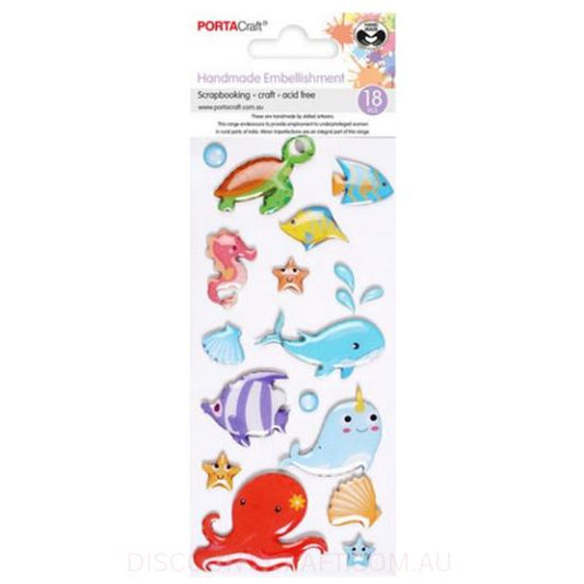 Handmade Resin Embellishments - Sea Life 18pk
