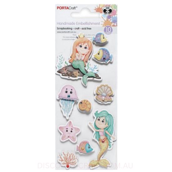 Handmade Glitter Embellishments - Mermaid 10pk