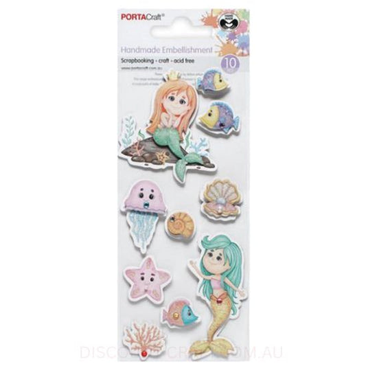 Handmade Glitter Embellishments - Mermaid 10pk