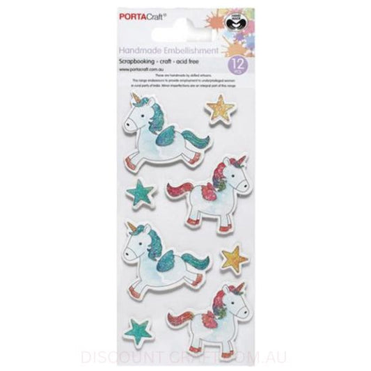 Handmade Embellishments - Glitter Unicorns 8pk