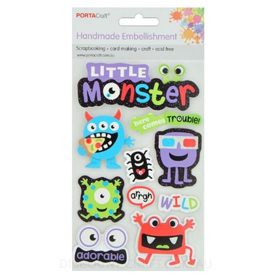 Handmade Glitter Embellishments - Little Monster