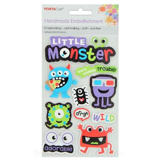 Handmade Glitter Embellishments - Little Monster