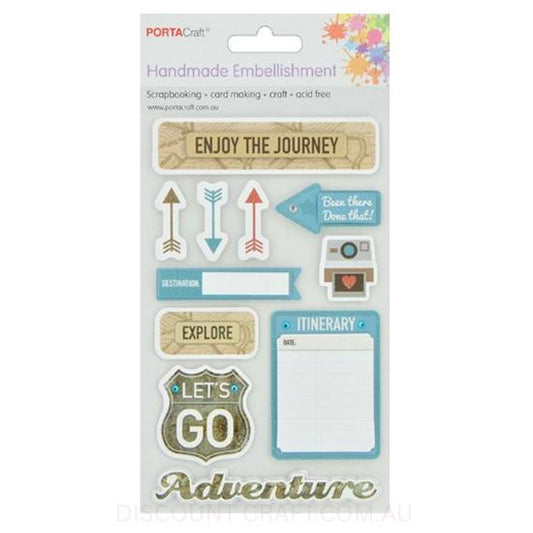 Handmade Glitter Embellishments - Travel Theme
