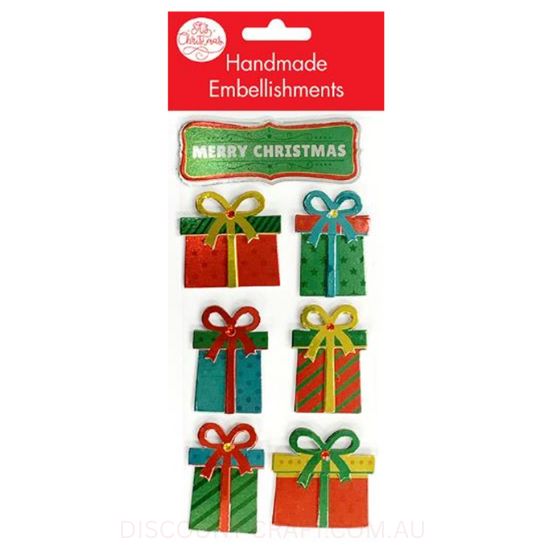 Handmade Christmas Foil Embellishment - Presents 7pk