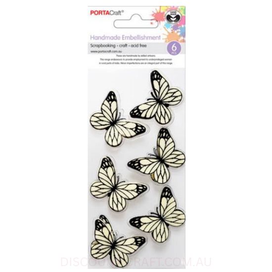 Handmade Embellishments - Pastel Lemon Butterflies 6pk