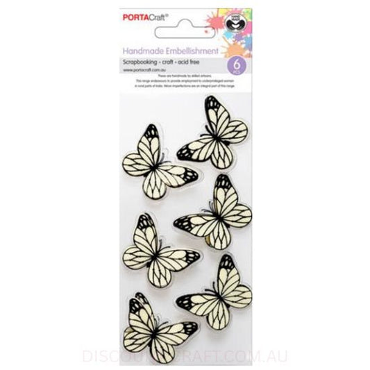 Handmade Embellishments - Pastel Lemon Butterflies 6pk