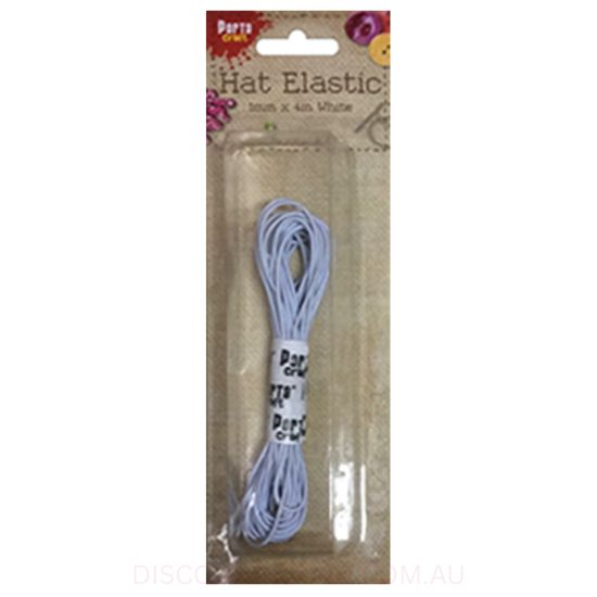 Hat Elastic - 1mm x 4 meters - White