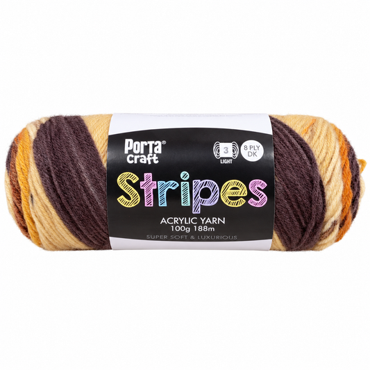 Stripes Acrylic Yarn 100g 188m 8ply - Latte