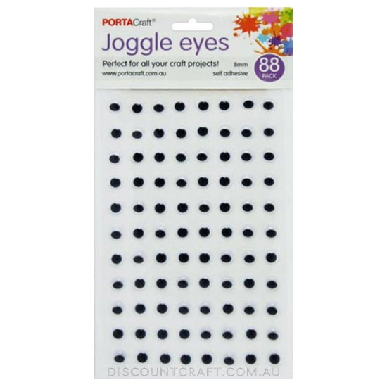 Joggle Eyes Self-Adhesive 8mm 88pk - Black & White