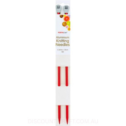 Aluminium Knitting Needles 25.4cm x 5.5mm 2pk