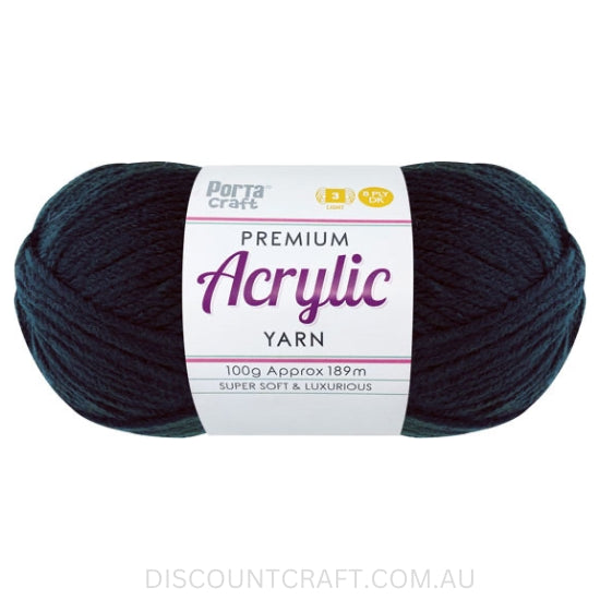 Acrylic Yarn 100g 189m 8ply - Jet Black