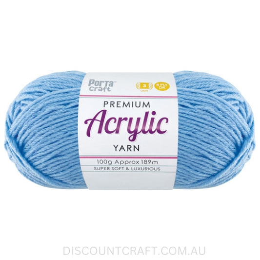 Acrylic Yarn 100g 189m 8ply - Baby Blue