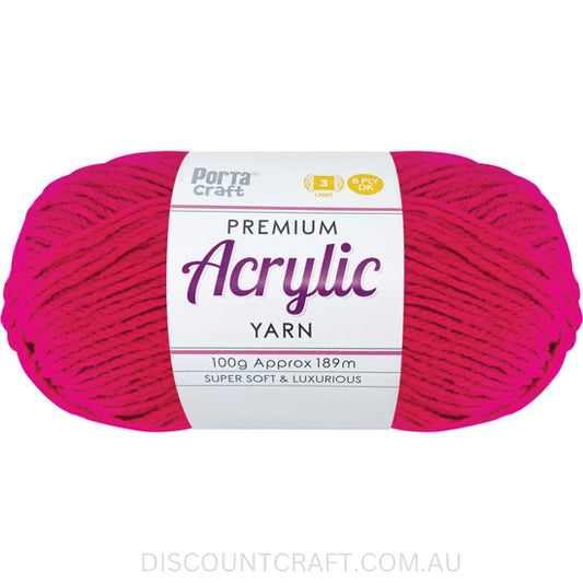 Acrylic Yarn 100g 189m 8ply - Cerise