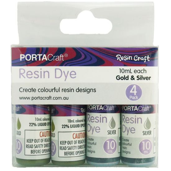 Resin Dye - Gold & Silver 10ml 4pk