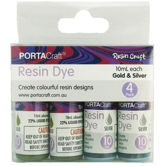 Resin Dye - Gold & Silver 10ml 4pk