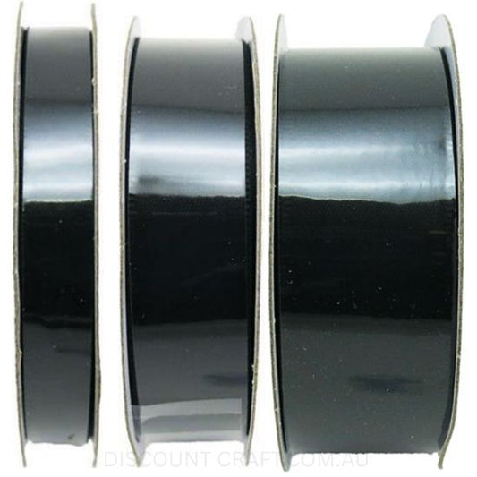 Satin Ribbon Double Sided - Black - 6mm x 8 metres