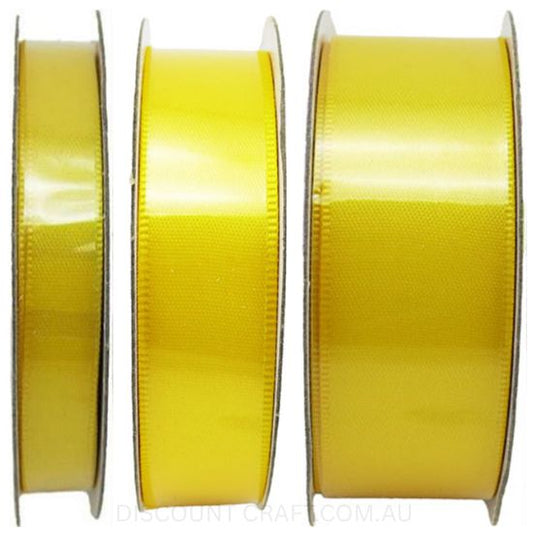 Satin Ribbon Double Sided - Yellow - 6mm x 8 metres