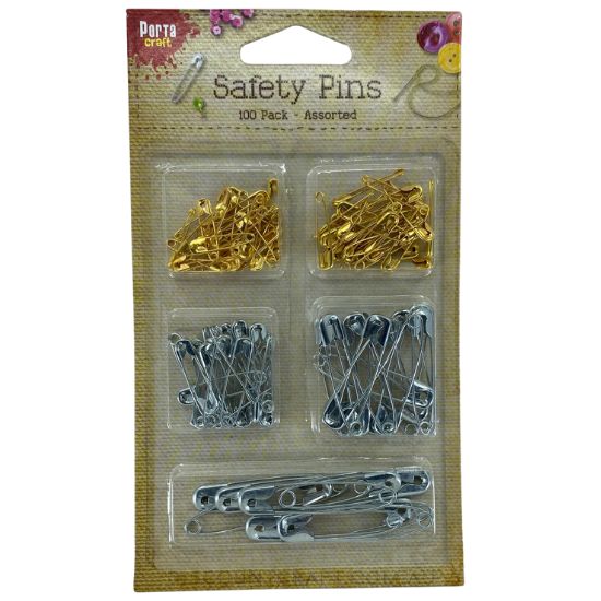 Safety Pins Assorted Sizes 100pk