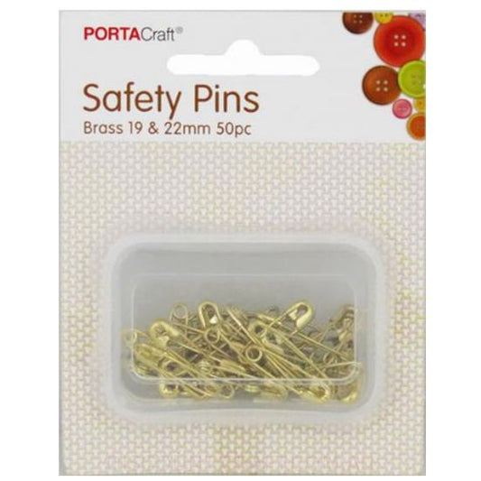 Brass Safety Pins 19 & 22mm 50pk