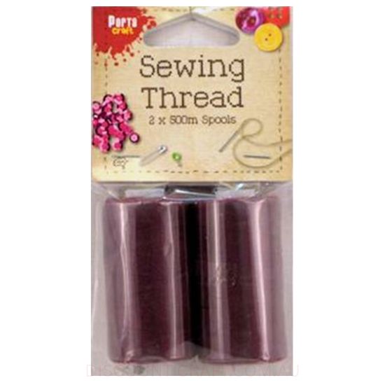 Sewing Thread 500m 2pk - Maroon