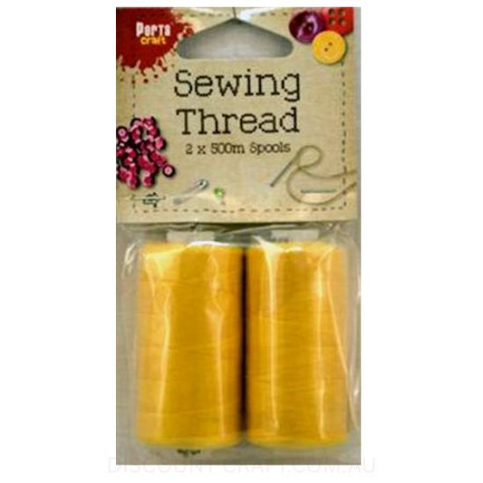 Sewing Thread 500m 2pk - Yellow