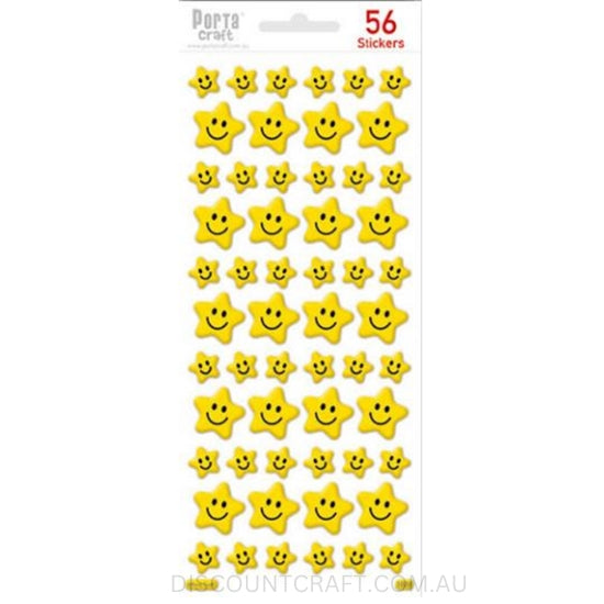 Puffy Smiley Star Stickers - 56pk