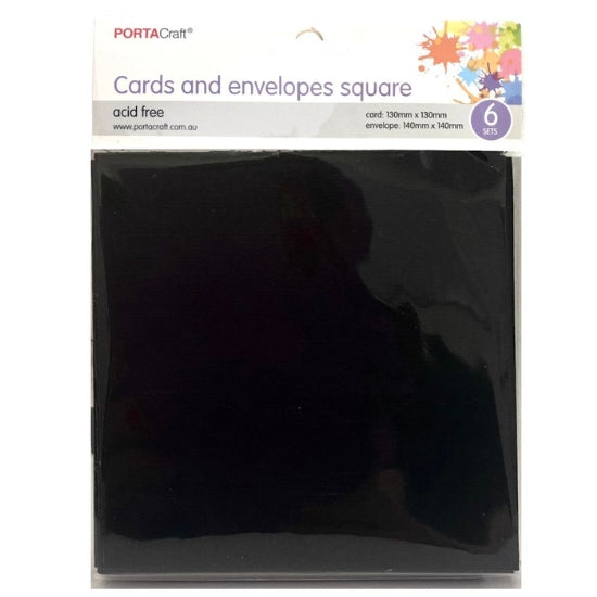 Square Card and Envelope Set in Black colour