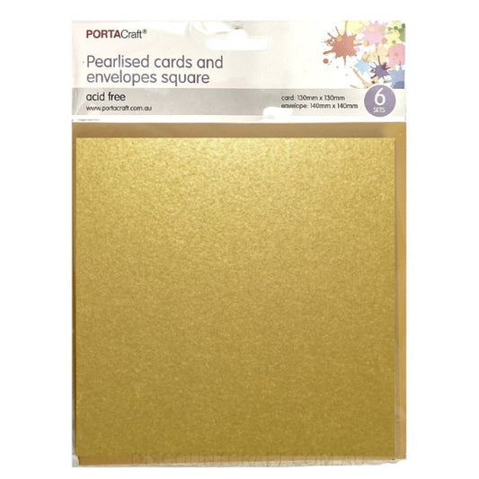 Square cards and envelopes in a Pearlised Gold colour