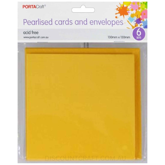 Square Card and envelope set in a Pearlised Yellow gold colour