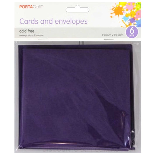 Square Card and Envelope Set in Purple Colour