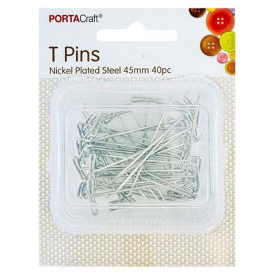 Nickel Plated T Pins 45mm 40pk