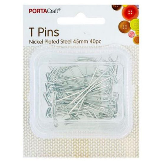 Nickel Plated T Pins 45mm 40pk