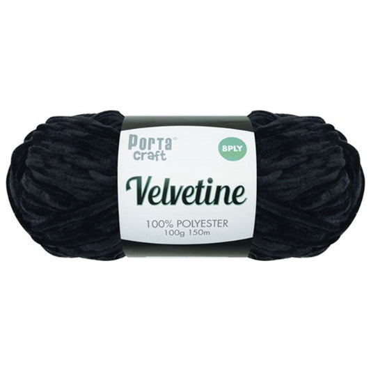 Velvetine Yarn 8ply 100g - Black