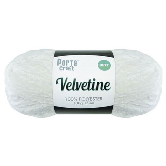 Velvetine Yarn 8ply 100g - Bright White